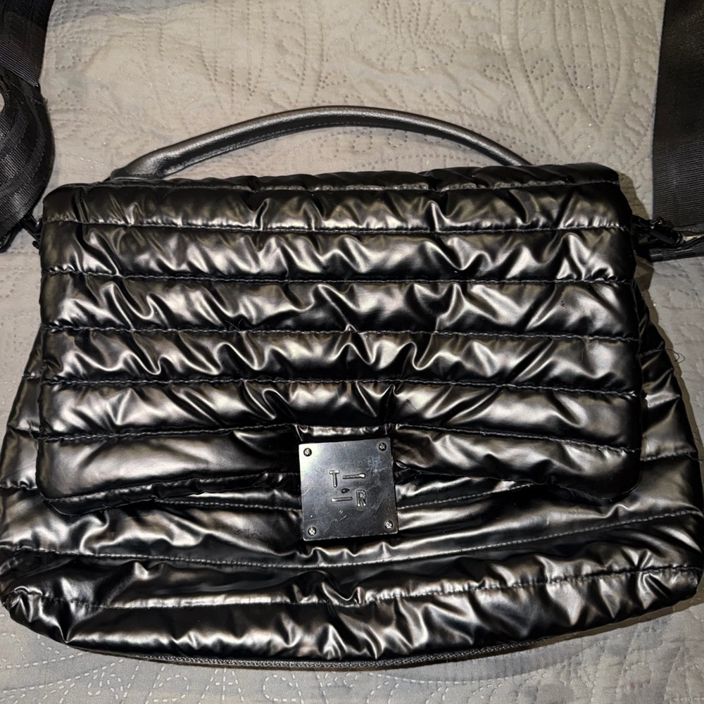 THINK ROYLN Metallic Black Quilted Crossbody Bag